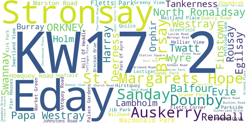 A word cloud for the KW17 2 postcode